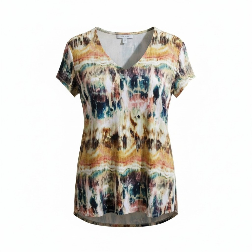 Cupio Women's Top Size XL Hi/Lo Short‎ Sleeve V Neck Lined Pullover